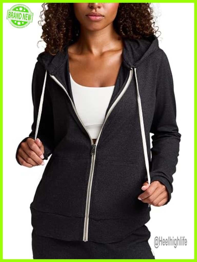 Full Zip Athletic Hoodie With Thumbholes, Relaxed Fit Workout Jacket